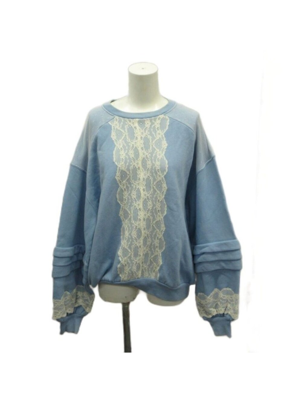 Gucci Cotton Lace Sweatshirt Top Design Oversize Blue White S
